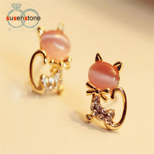 Load image into Gallery viewer, SUSENSTONE 2016 New Fashion Korean Fashion Cute Cat Stone Crystal Rhinestone Women Stud Earrings Stud Earrings Fashion Jewelry