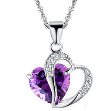 Load image into Gallery viewer, Necklace heart-shaped zircon crystal necklace chain clavicle sweater chain Women Heart Rhinestone Silver Pendant Jewelry #py30