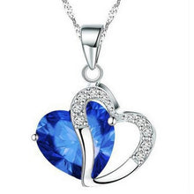 Load image into Gallery viewer, Necklace heart-shaped zircon crystal necklace chain clavicle sweater chain Women Heart Rhinestone Silver Pendant Jewelry #py30