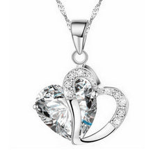 Load image into Gallery viewer, Necklace heart-shaped zircon crystal necklace chain clavicle sweater chain Women Heart Rhinestone Silver Pendant Jewelry #py30