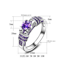 Load image into Gallery viewer, Women Fashion Jewelry Silver Purple Zircon Wedding Ring Size 10