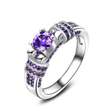 Load image into Gallery viewer, Women Fashion Jewelry Silver Purple Zircon Wedding Ring Size 10