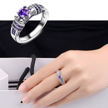 Load image into Gallery viewer, Women Fashion Jewelry Silver Purple Zircon Wedding Ring Size 10