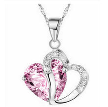 Load image into Gallery viewer, Necklace heart-shaped zircon crystal necklace chain clavicle sweater chain Women Heart Rhinestone Silver Pendant Jewelry #py30
