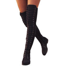 Load image into Gallery viewer, Women Cross-tied Platform Shoes High Boots Over The Knee Boots Flat Heel Boots