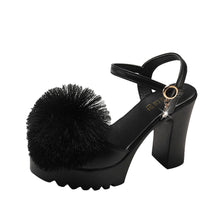 Load image into Gallery viewer, Women Fish Mouth Hairball Platform High Heels Wedges Sandals Buckle Slope Shoes