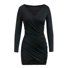 Load image into Gallery viewer, Glamaker Red knitted off shoulder v neck dress Women long sleeve plus size bodycon mini dress beach fitness vestidos autumn 2018