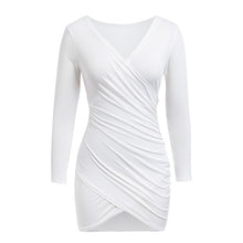 Load image into Gallery viewer, Glamaker Red knitted off shoulder v neck dress Women long sleeve plus size bodycon mini dress beach fitness vestidos autumn 2018