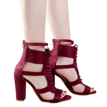 Load image into Gallery viewer, Women Ladies Sandals Pointed Toe High Heels Zip Office Solid Straps Heel Shoes