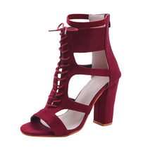 Load image into Gallery viewer, Women Ladies Sandals Pointed Toe High Heels Zip Office Solid Straps Heel Shoes