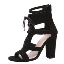 Load image into Gallery viewer, Women Ladies Sandals Pointed Toe High Heels Zip Office Solid Straps Heel Shoes