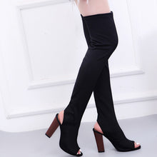 Load image into Gallery viewer, Women Stretch Faux Slim Peep Toe High Boots Over The Knee Boots High Heels Shoes