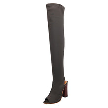 Load image into Gallery viewer, Women Stretch Faux Slim Peep Toe High Boots Over The Knee Boots High Heels Shoes