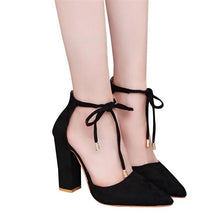Load image into Gallery viewer, 2018 New Women Fashion Elegant High Heeled Sandals Suede Pointed Shoes Casual Bandage Sandals