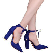Load image into Gallery viewer, 2018 New Women Fashion Elegant High Heeled Sandals Suede Pointed Shoes Casual Bandage Sandals