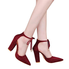 Load image into Gallery viewer, 2018 New Women Fashion Elegant High Heeled Sandals Suede Pointed Shoes Casual Bandage Sandals